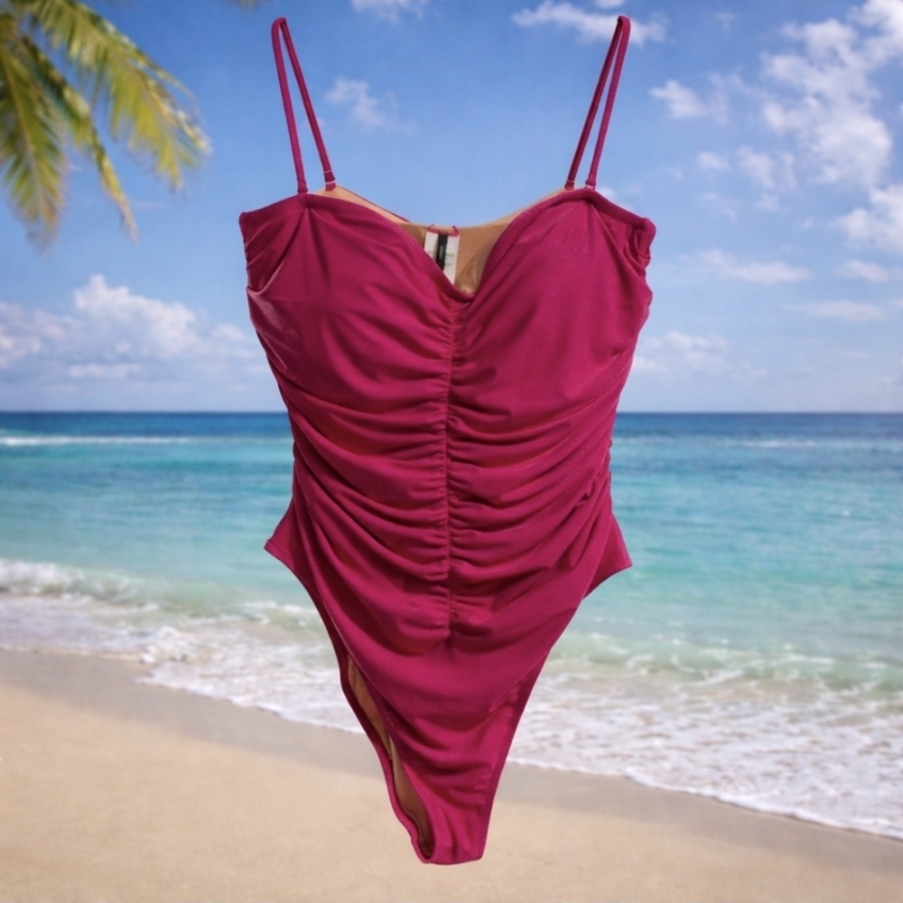 J.Crew Rouched Fuschia Pink Swimwear